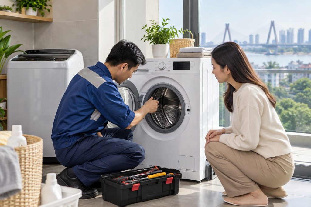 Sửa máy giặt tại Long Biên: Kiểm tra, báo giá rõ