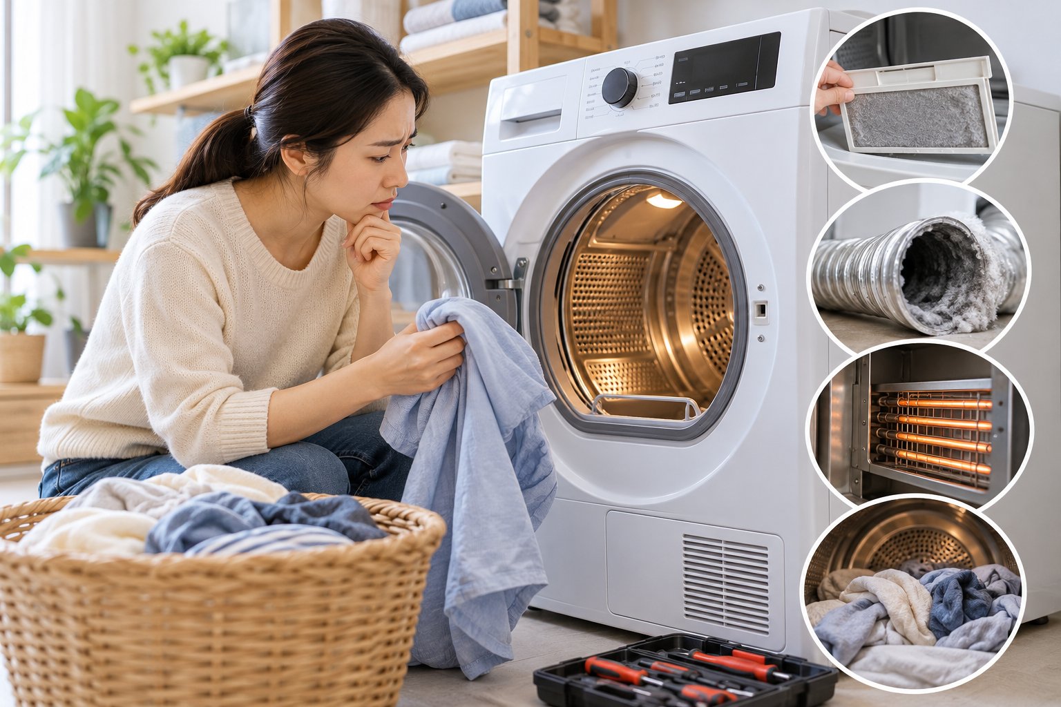Máy sấy quần áo không nóng: 7 bước kiểm tra
