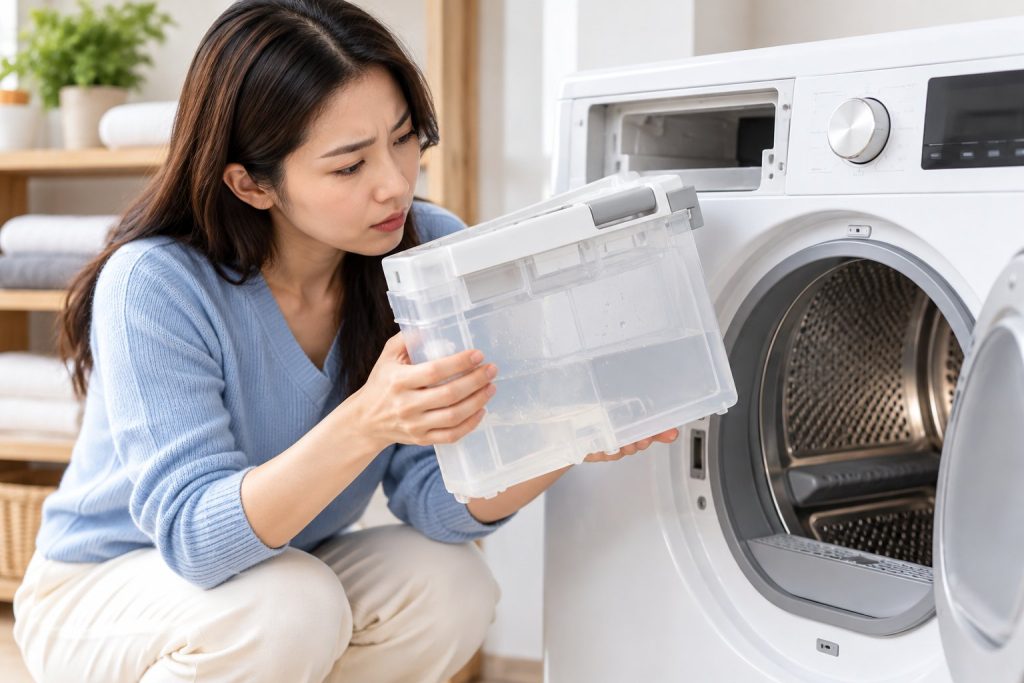 Máy sấy báo đầy bình nước dù đã đổ: Cách xử lý