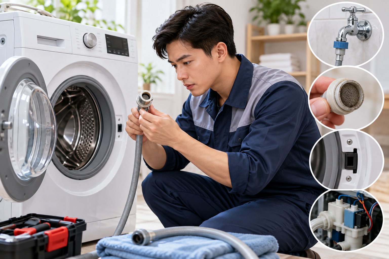 Máy giặt không cấp nước: 6 bước kiểm tra an toàn