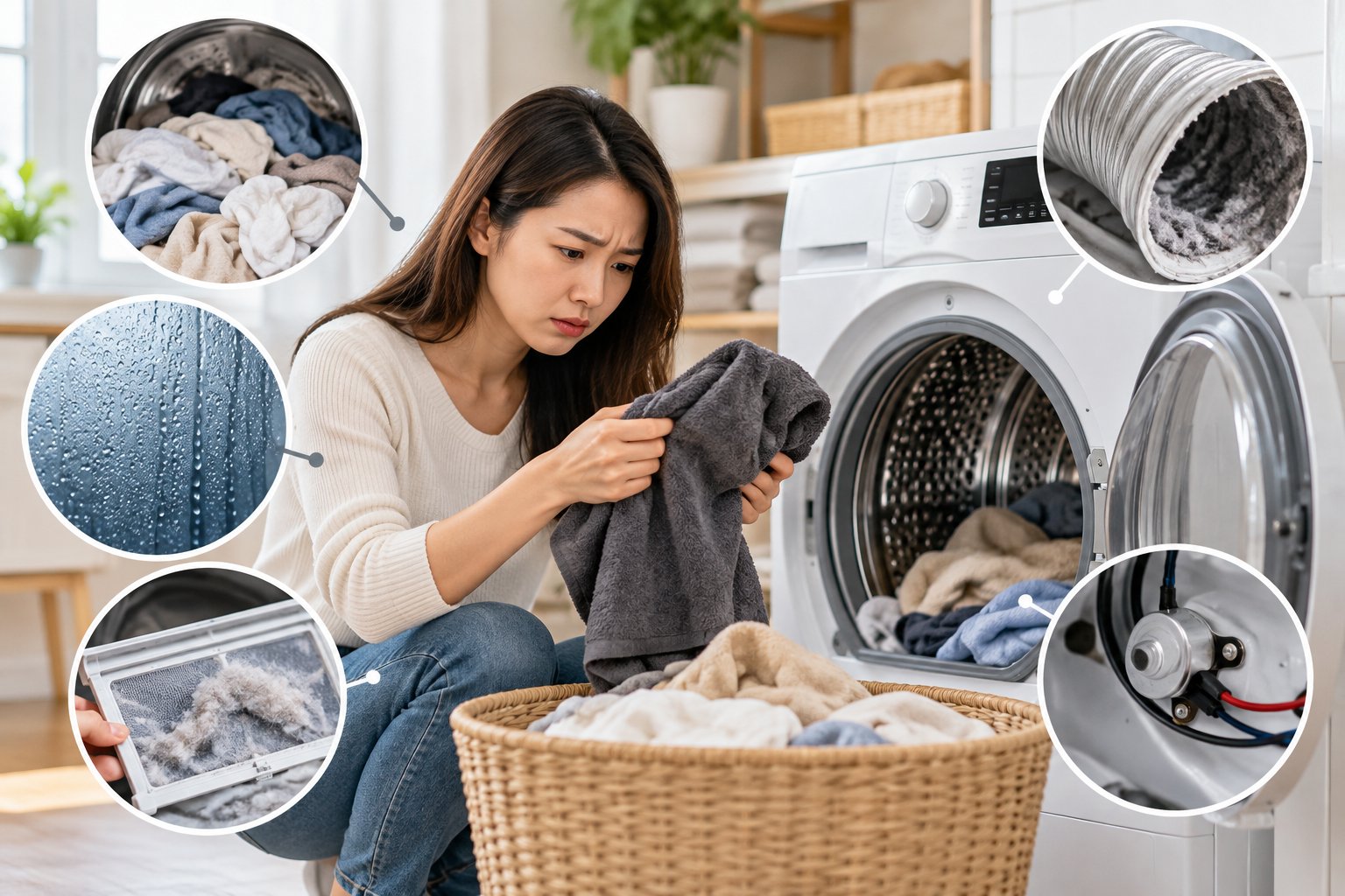 Máy sấy quần áo lâu khô: Nguyên nhân, cách xử lý 2 Ảnh minh hoạ: Máy sấy quần áo lâu khô: Nguyên nhân, cách xử lý